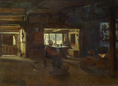 Interior of a Farmhouse by Ludwig von Hagn